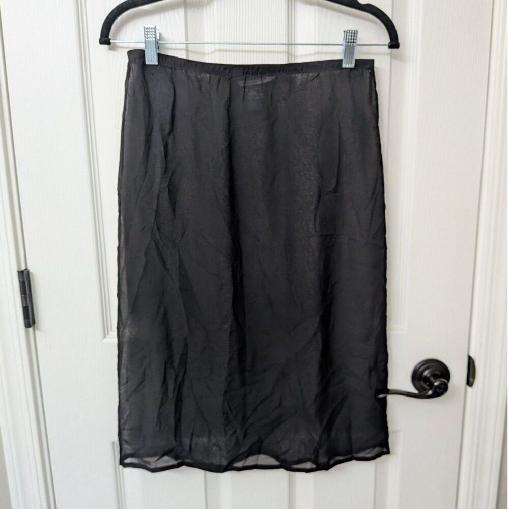 Scanlan Theodore Sheer Black Silk Slip Skirt | SZ Med